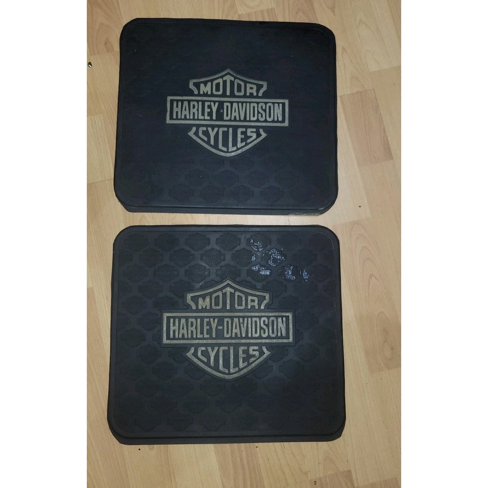 Harley Davidson Motorcycle Logo Rubber Floor Mat 13 x 14 in Black